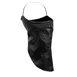 Milwaukee Leather Unisex Black Premium Leather Neck Warmer with Fleece Liners for...
