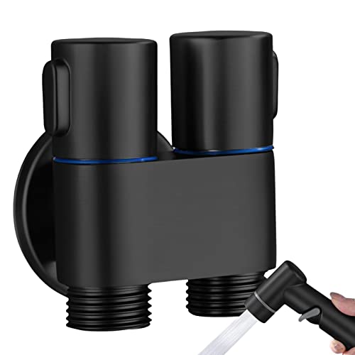 Two-Way Control Valves, Portable Bidet Sprayer Kit, Dual Control Valves for Bidet, Bathroom Sink Mixer Faucet, Double Handle Deck Mounted Accessory for Modern Bathrooms, Flow Regulation, Precision