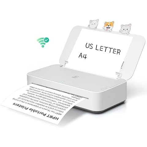 HPRT GT1 Thermal Transfer Inkless Printer for Home Use, Wi-Fi Connection Supports 11''x8.5'' US Letter 300DPI High Resolution Printer (GT1-White) Cover