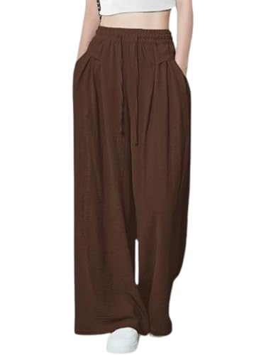Image of GRECIILOOKS High Waist Polycotton Trousers for Women - Flared Parachute Pants with Side Pockets | Casual Travel Cargo Pants (Available in Plus Size and Value Pack)