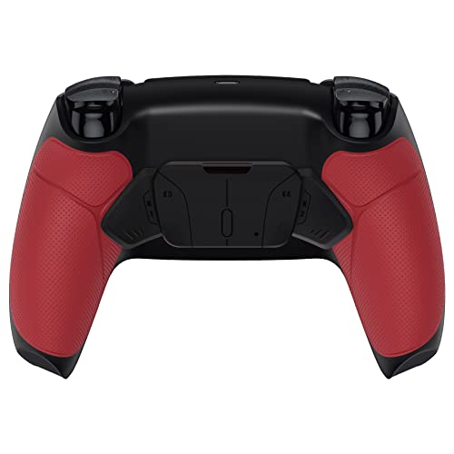 eXtremeRate Red Rubberized Grip Programable RISE4 V3 Remap Kit for PS5 Controller BDM-030 040 050 Models, Upgrade Board Black Redesigned Bottom Shell 4 Back Buttons Set for PS5 Controller