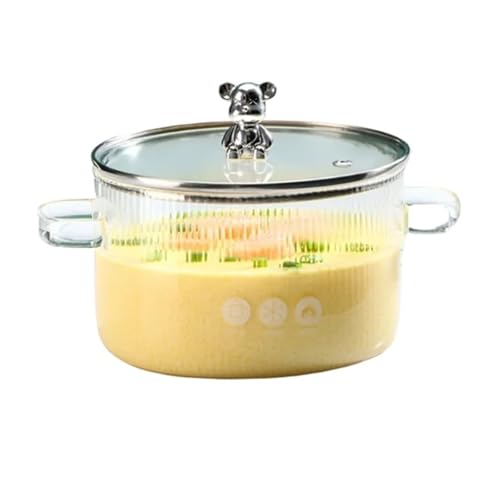 DASJKDI Caldera de Sopa Vidrio, Estufa, Olla Cocina con Tapa, Cacerola Resistente al Calor, for Fideos Amphora(White)