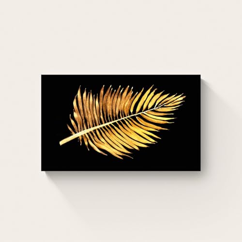 Image of ARTEBELLA Gold Palm Leaf Canvas Wall Art, Black Background, Tropical Botanical Print, Home Decor (22 X 33)