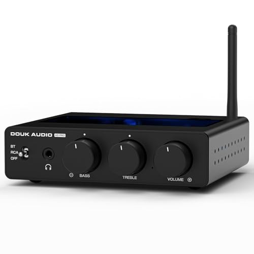 Amplificador Bluetooth DoukAudio A5PRO: Amplificador estéreo HiFi con TPA3255, 300 W × 2 de Potencia, Clase D PFFB, Salida de Auriculares para Cine en casa, Escritorio, Altavoz de estantería (48 V5A)