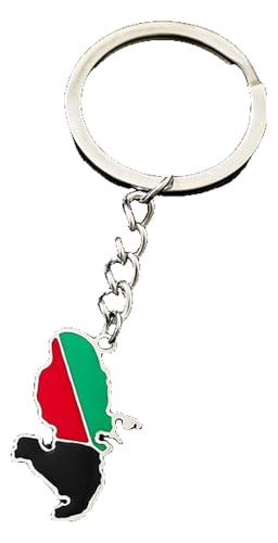 KREATIONS Porte-clés Martinique - Pendentif en émail avec motif île de style ethnique, Porte-clés Syrie en acier, S