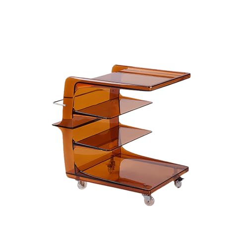 Carrito utilitario con ruedas, organizador de almacenamiento de 4 niveles para aperitivos y revistas, estantería portátil para espacios pequeños, ideal para dormitorio o sala de estar
