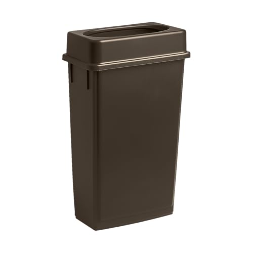 Image of 23 Gallon Slim Rectangular Garbage Can with Lid - Brown
