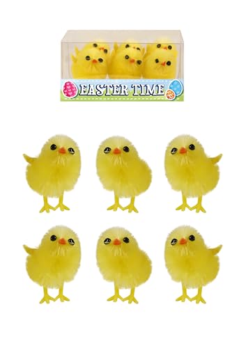 HENBRANDT Pack of 12 Fluffy Yellow Chicks Mini Easter Chick Decorations for Easter Art and Crafts Little Chicken Spring Decorations Kids Egg Hunt Easter Bonnet Decoration and Cake Decorations