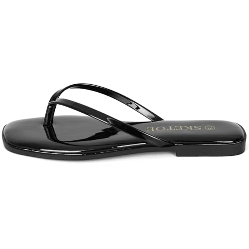 Image of Flip Flops Sandals for Women Square Toe Lightweight Thong Slides
