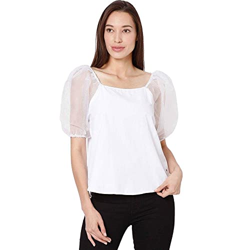 Image of Spykar Women's Solid Slim Fit Shirt (WSH-02BA-009 White M)