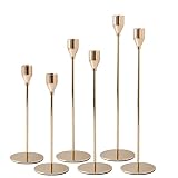 French Honey Gold Candlestick Holders, Set of 6 Tall Taper Candle Holder fit 3/4 inch Thick Pillar C