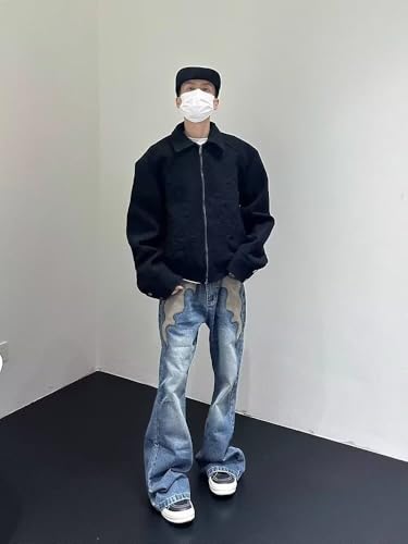 Classic American Retro Autumn Loose Denim Long Pants for Men4