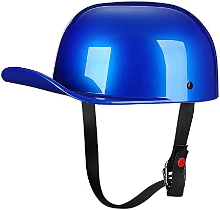 Woljay Vintage Open Face Motorcycle Helmet Retro Baseball Cap Half Helmets Men Women for Scooter Moped Cap Street Cruiser Jet - DOT Certified (Medium, Blue)