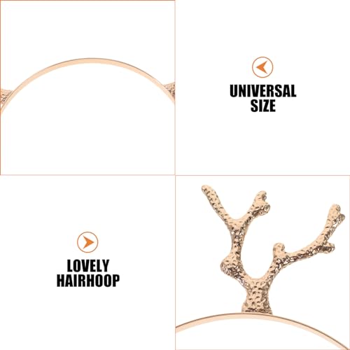 FRCOLOR Christmas Antler Headband,Metal Rhinestone Hair Hoop Antler Hairband Reindeer Antlers Headband for Women,Girls,2pcs(Silver,Gold) - Image 4