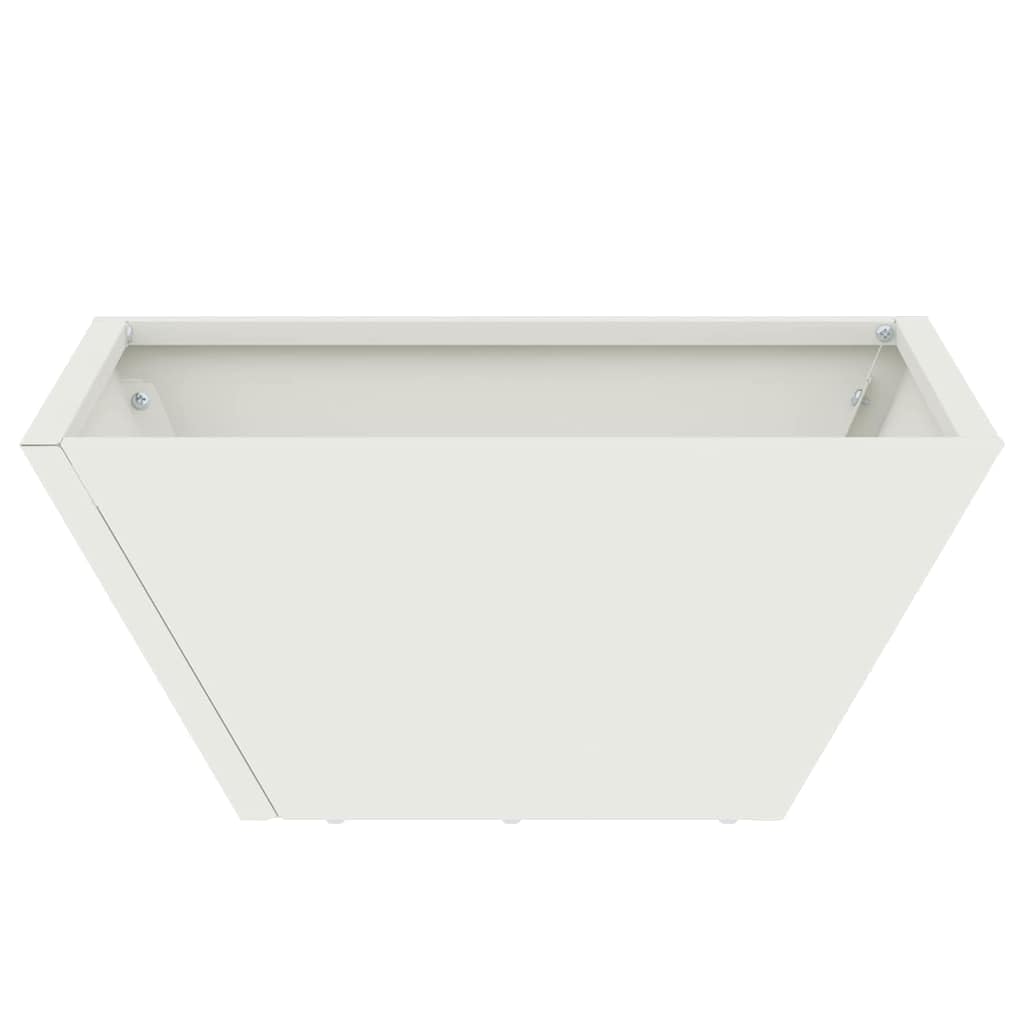 Doniczka ogrodowa Biała 35x35x15 cm Stal zimnogięta Nowoczesna metalowa donica trapezowa na taras i ogród trwała minimalistyczna