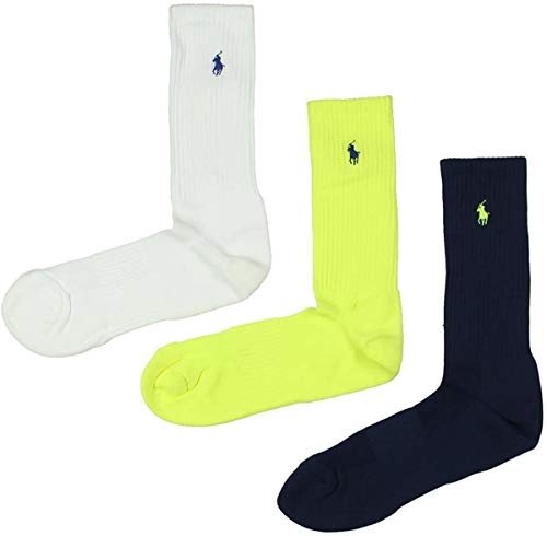 Polo Ralph Lauren Calcetines casuales acanalados para hombre, 3 unidades, multicolor 10-13, Multicolor, 10-13