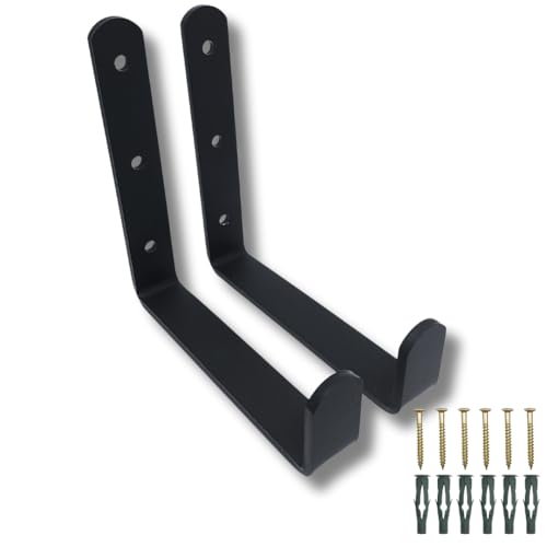 2 Suportes Multiuso Gancho De Parede Mangueiras Bicicleta Mochila Organização Garagem Ferramentas (Preto)