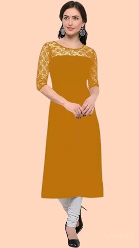 Image of Women's Crepe A-line Straight Kurtis, Plain Casual Wear Kurtis