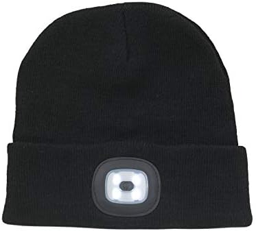 Adults LED Head Torch Beanie Hat (Black 