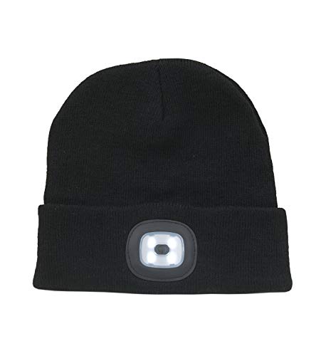 Adults LED Head Torch Beanie Hat (Black)