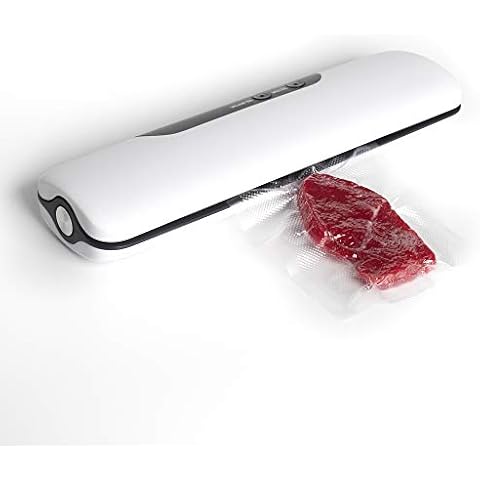 MejorChoy Vacuum Sealer Machine 130W Automatic Vacuum Food Sealer for Food Saver, Dry and Moist Food Modes, Sealing Bags Included, White Cover