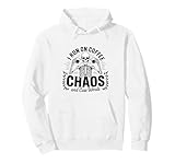 Café Caos Y Cuss Palabras Cráneo Esqueleto Humor Noche Turno Sudadera con Capucha