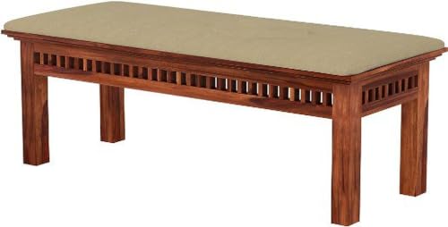 Image of Sheesham Wood 6 Seater Dining Table with 4 Cushioned High Back Chairs and 1 Bench for Living Room Home Wooden Dining Room Sets for Dinner Rooms (Honey Finish)