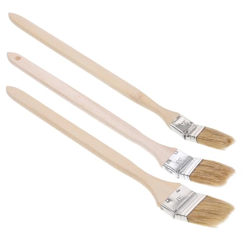 Tofficu 3piezas Pinceles De Pintura Curva con Mango De Madera Cepillos Portátiles para Paredes y Madera Absorbentes y Duraderos para Trabajos Detallados y Áreas Grandes