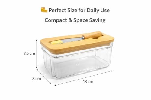 Image of Premium Butter Dish with Lid for Countertop - Covered Holder with Knife for Refrigerator, Airtight Keeper Container Storage with Silicone Sealing for East West Coast Butter, White