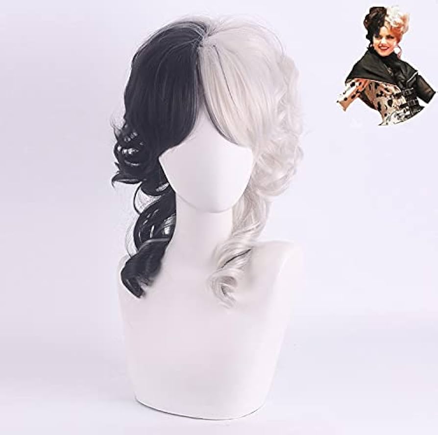 101匹わんちゃん 実写クルエラCruella ディズニーコスプレ衣装ウィッグ付 Amazon.co.jp: Lexx_cosフルセット 衣装 ＋ウイッグ ディズニー
