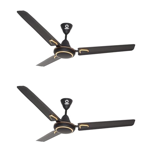 Image of Omen Changing Lives Aeroclassic Deco 1200mm Ceiling Fan for Home | BEE Star Rated | Decorative Fan & Elegant Design | High Air Delivery | Double Ball Bearing | 2 Year Warranty | (Black) Pack of 2