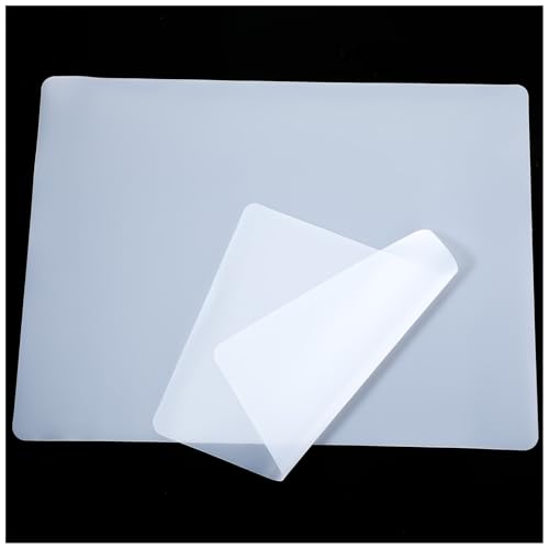 Oruola 2 Stück Silikonmatte Tansparent,24x20 cm Bastelunterlage Silikon,Tischsets Silikon,Transparent Silikonunterlage,Hitzebeständige rutschfeste wasserdichte Silikonplatte,Knetmatte Backen