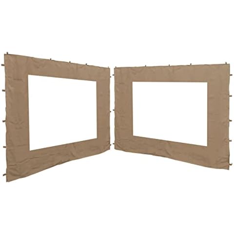 QUICK STAR 2 Side Panels with PE Window 250x190cm Beige for Gazebo 3x3m Cover