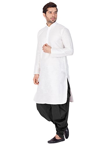 Image of VASTRAMAY Men's Silk Blend Kurta and Dhoti Set