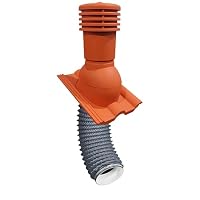 Bandloo Entlüfterkamin Dachziegel Lüftungskamin VENTOS X PLUS 150 mm + FLEXOS X PLUS 60 cm für Tile Nelskamp Finkenberger, Benders Mecklenburger. Pfanne Entlüftung (Ziegelrot RAL 8004) – Ansicht 2