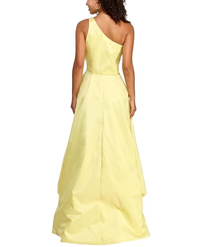 Women's One Shoulder Taffeta High Low Rosette Gown2