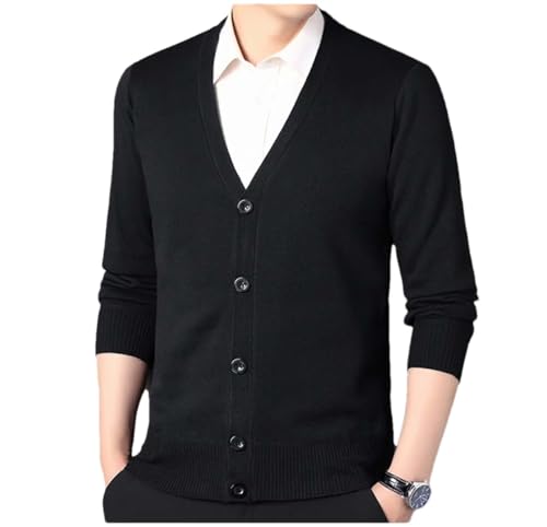 Men Button Front Cardigan Sweater Casual Soft Lightweight V Neck Long Sleeve Knitwear