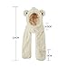 OHYOGA 3 in 1 Women Animal Hooded Scarf with Pockets Soft Winter Warm Plush Bear Hat Faux Fur Long Scarf Gloves Set SLH2T138 White