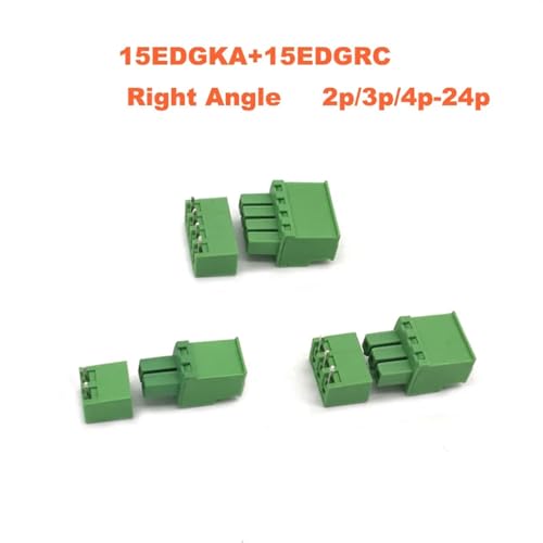 Bloques de terminales de tornillo enchufables Bornier 15EDGKA de 8 pines para PCB 3