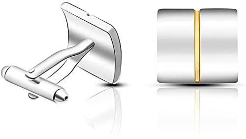 ALOMIN 2pcs Business Men's Business Laser Gravure de Conception Montres Design, Chemises, Cuffs de Manchette Accessoires Cadeaux Boutons (Color : Silver)