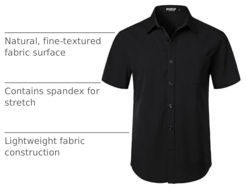 Image of JEMITOP Mens Stretch Wrinkle Free Texture Shirts