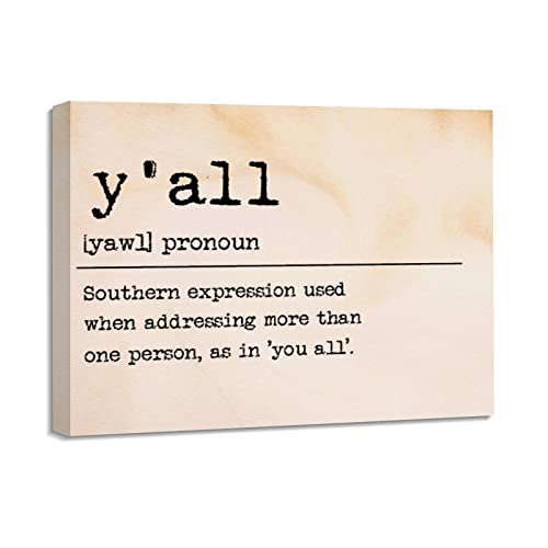 Print sur toile encadrée y'all word art contemporain et tableau de décoration murale pour maison