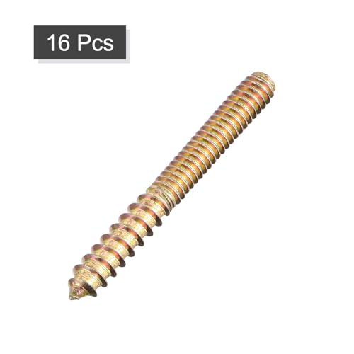 Image of uxcell 1 /4-20x2-1 /4 Hanger Bolts, 16pcs Double Ended Screws Wood Dowel Screws for Furniture