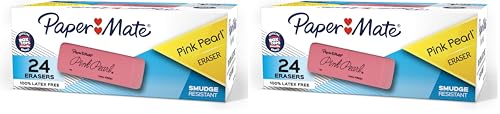 Image of Paper Mate Pink Pearl Erasers, Medium, 24 Count - Back to School, Classroom, Teacher Supplies (Pack of 2)