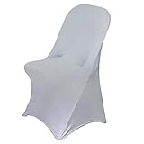 BalsaCircle 10 pcs Silver Spandex Stretchable Folding Chair Covers for Party Wedding Linens Decorati