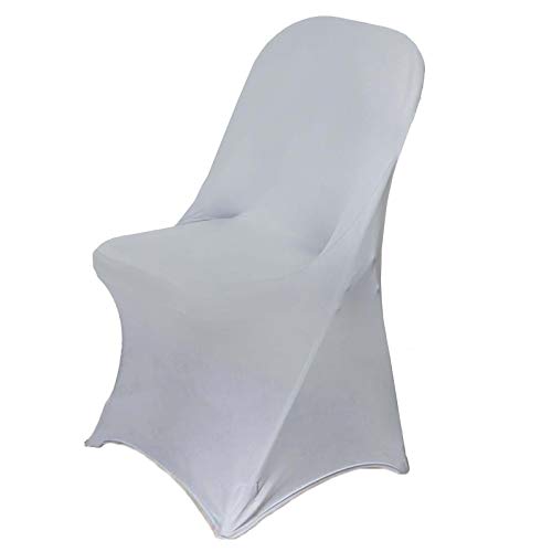Balsacircle 10 Pcs Silver Spandex Stretchable Folding Chair Covers For Party Wedding Linens Decorations Dining Ceremony Reception Supplies #TOP27
