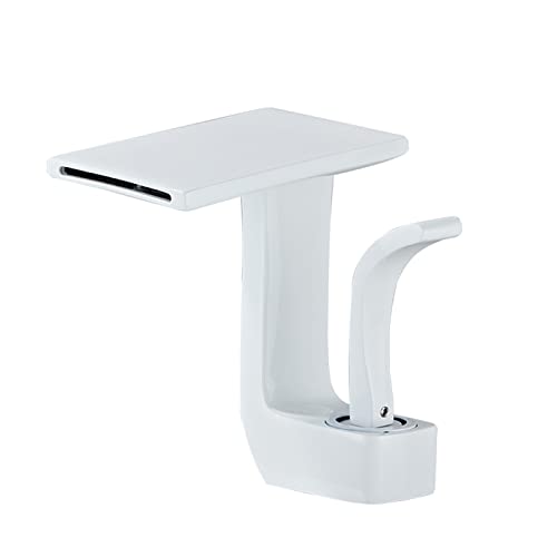 Robinet de salle de bain cascade mitigeur monocommande noir en laiton monotrou