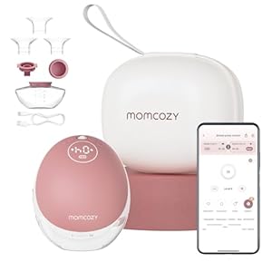 Momcozy Sacaleches Manos Libres Mobile Flow | M9 Mejorado, Eléctrico y Controlado por App, Múltiples Modos & 15 Niveles, Sacaleches Portátil con Almacenamiento Directo de Leche, 24 mm (1, Rojo)