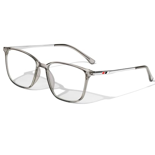 KANASTAL Blaulichtfilter Brille Damen und Herren Blaulicht Brille Ohne Stärke mit Leicht Premium Metallrahmen Anti Blaulicht Blaufilter Baming Brille UV400 Schutz, Transparent Grau Rahmen