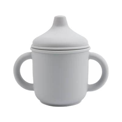 Baby Self-Feeding Utensils Set - 6 Piece Set with Suction Bowl, Plate, Fork, Spoon, Sippy Cup and Bib - BPA-Free, Dishwasher Safe - Helps Infants and Toddlers Transition to Solids - Gray